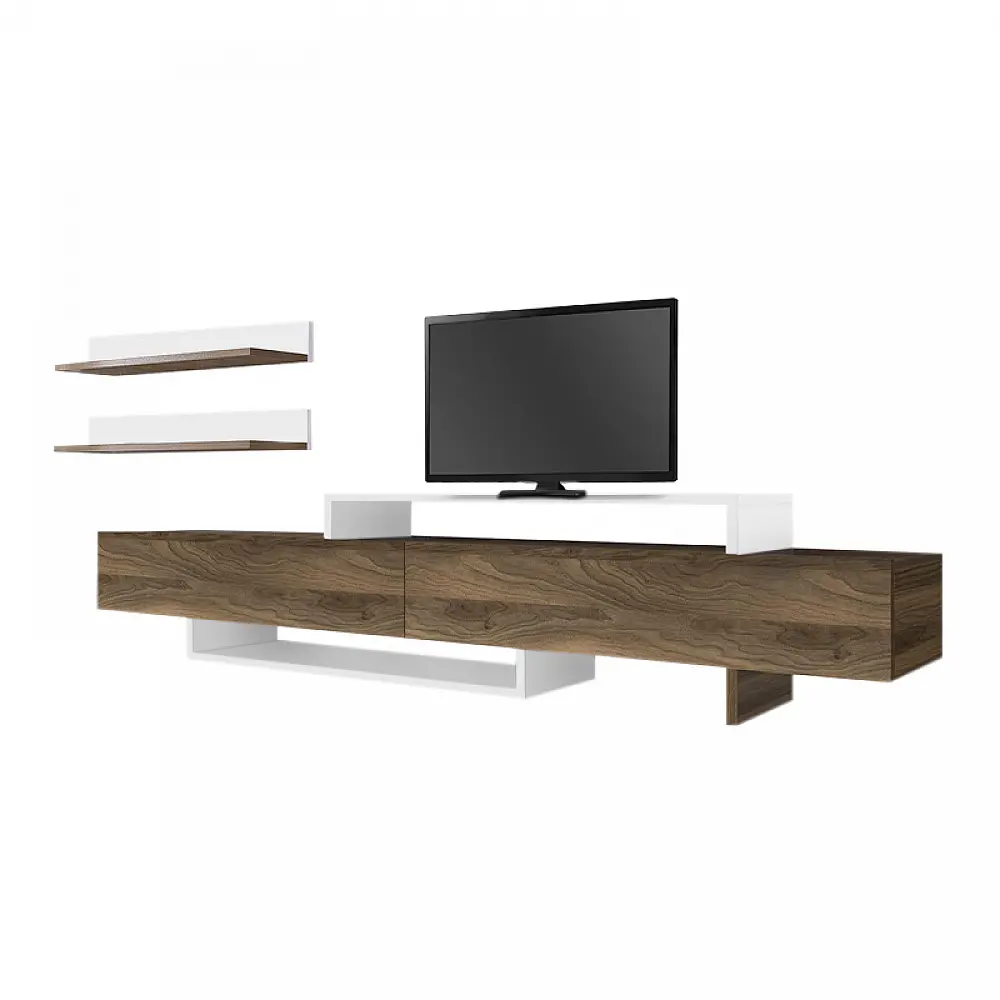 Έπιπλο τηλεόρασης Nirvana Megapap χρώμα καρυδί - λευκό 180x31,3x41,7εκ. - GP042-0179,1