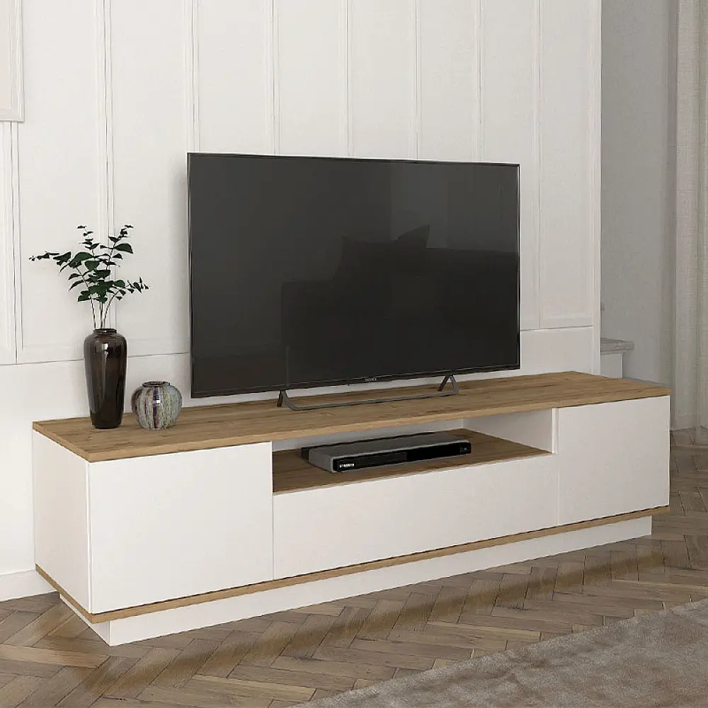 Έπιπλο τηλεόρασης Fedya Megapap χρώμα λευκό - sapphire oak 180x45x44,6εκ. - GP042-0184,1