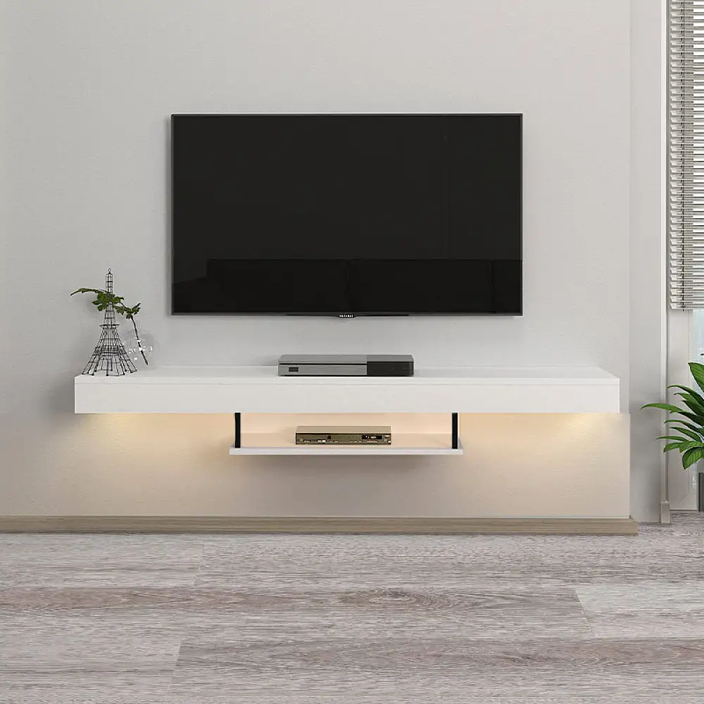 Έπιπλο τηλεόρασης επιτοίχιο Albares Megapap με LED χρώμα λευκό 150x29,6x22εκ. | GP042-0186,2