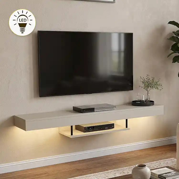 Έπιπλο τηλεόρασης επιτοίχιο Albares Megapap με LED χρώμα sandstone 150x29,6x22εκ. | GP042-0186,7