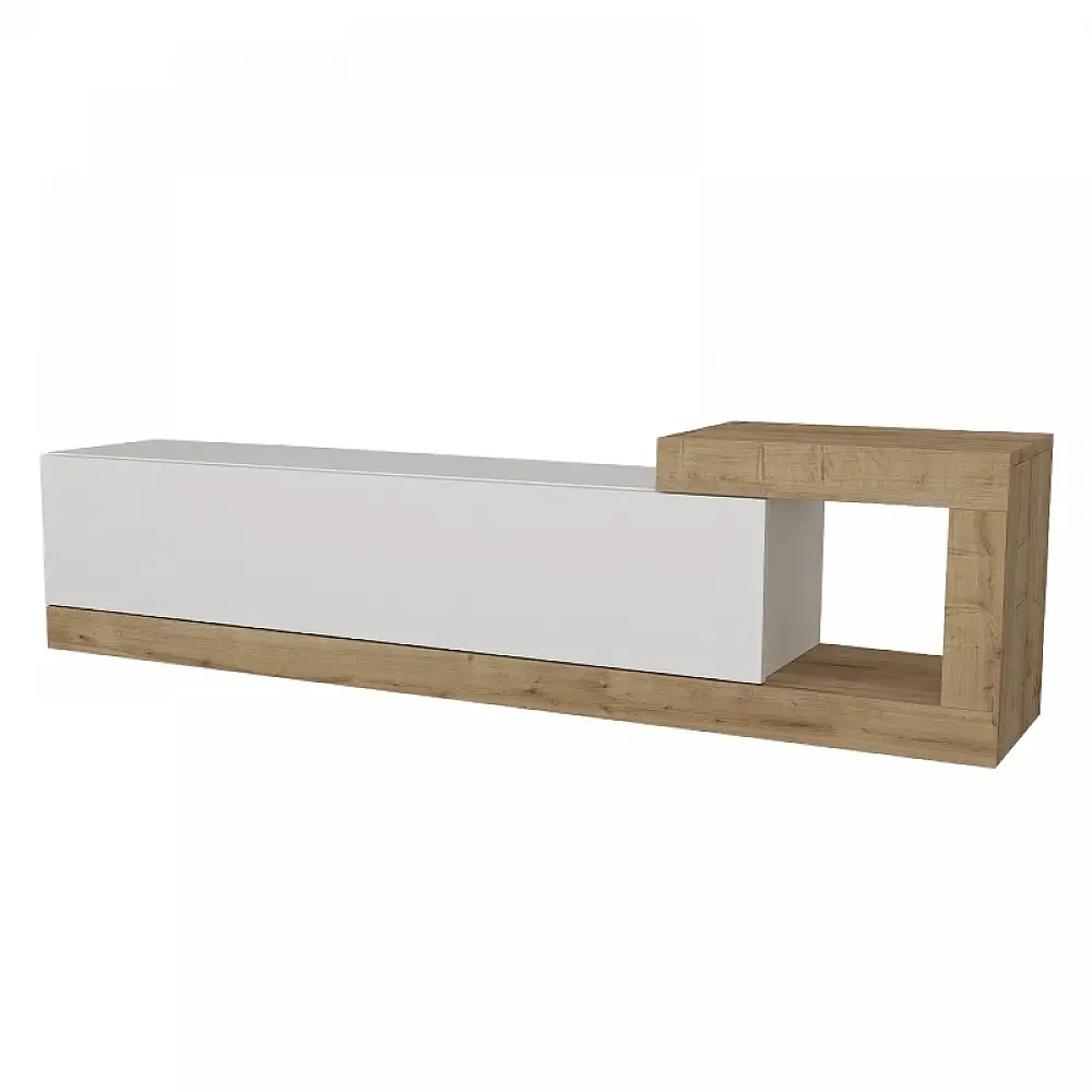 Έπιπλο τηλεόρασης επιτοίχιο Volare Megapap χρώμα λευκό - sapphire oak 150x29,6x38,6εκ. | GP042-0187,3