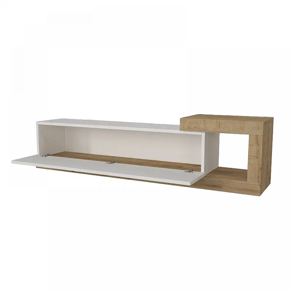 Έπιπλο τηλεόρασης επιτοίχιο Volare Megapap χρώμα λευκό - sapphire oak 150x29,6x38,6εκ. | GP042-0187,3