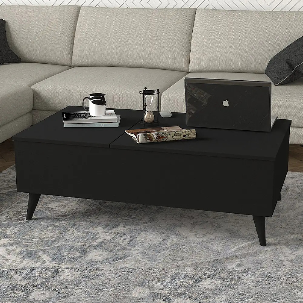 Τραπεζάκι σαλονιού Roy Megapap με σερβιτόρο χρώμα μαύρο 121x69x40εκ. | GP042-0194,3