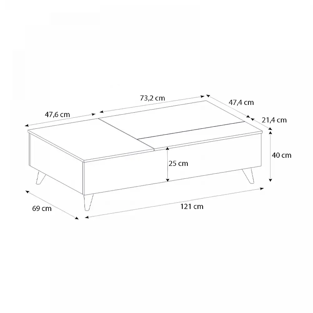 Τραπεζάκι σαλονιού Roy Megapap με σερβιτόρο χρώμα λευκό εφέ μαρμάρου 121x69x40εκ. | GP042-0194,6