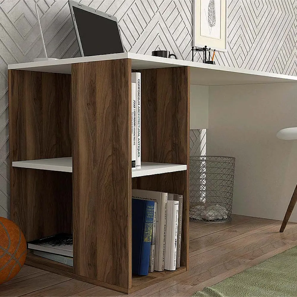 Γραφείο εργασίας Coral Megapap χρώμα λευκό - καρυδί 140x60x75εκ. Γραφείο εργασίας Coral Megapap χρώμα λευκό - καρυδί 140x60x75εκ.