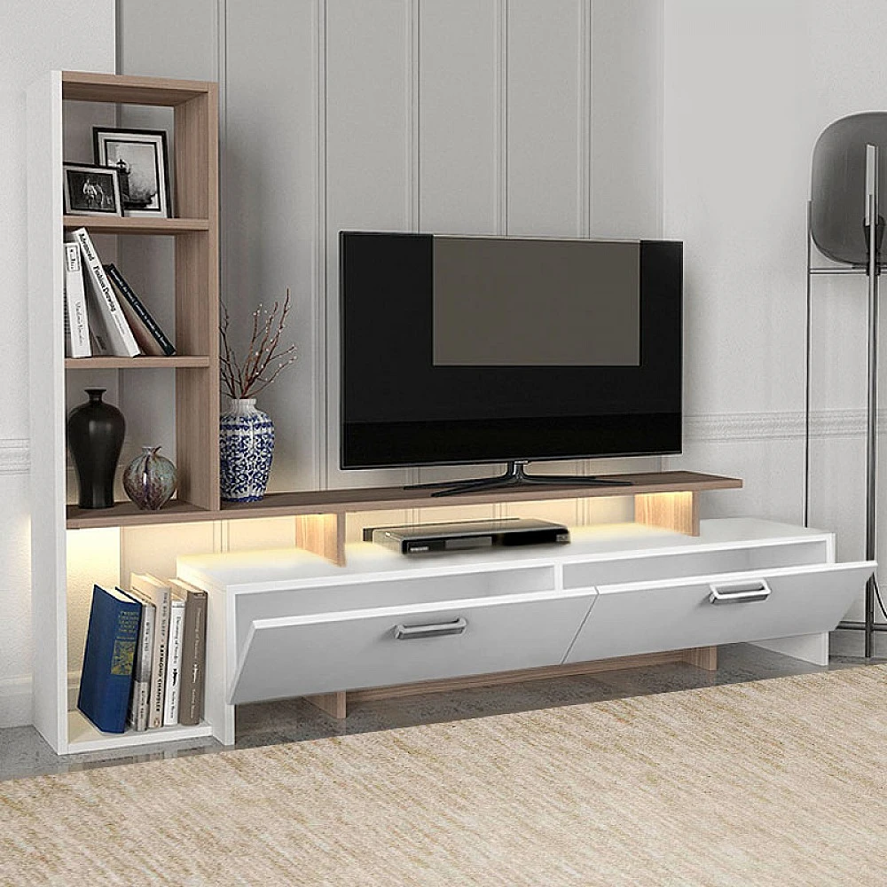 Σύνθεση τηλεόρασης Simal Megapap με LED χρώμα λευκό - cordoba 168,2x31,3x120εκ.