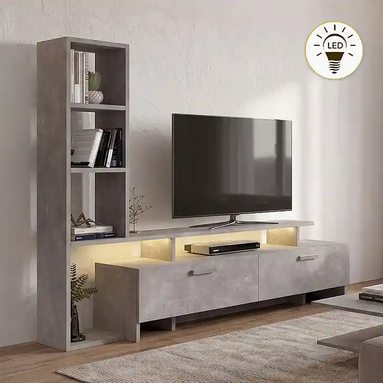 Σύνθεση τηλεόρασης Simal Megapap με LED χρώμα γκρι σκυροδέματος 168,2x31,3x120εκ. | GP042-0217,3