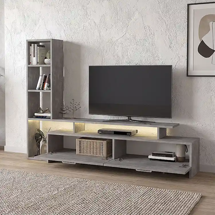 Σύνθεση τηλεόρασης Simal Megapap με LED χρώμα γκρι σκυροδέματος 168,2x31,3x120εκ. | GP042-0217,3