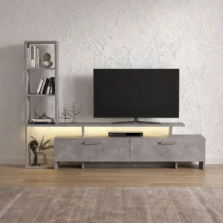 Σύνθεση τηλεόρασης Simal Megapap με LED χρώμα γκρι σκυροδέματος 168,2x31,3x120εκ. | GP042-0217,3