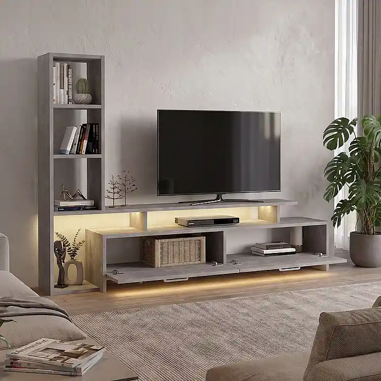 Σύνθεση τηλεόρασης Simal Megapap με LED χρώμα γκρι σκυροδέματος 168,2x31,3x120εκ. | GP042-0217,3