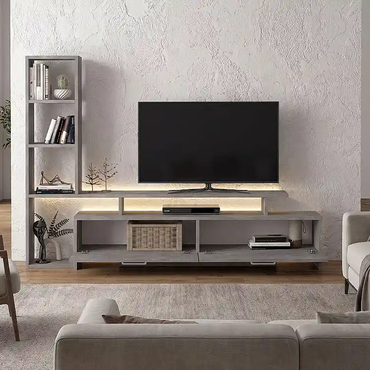 Σύνθεση τηλεόρασης Simal Megapap με LED χρώμα γκρι σκυροδέματος 168,2x31,3x120εκ. | GP042-0217,3