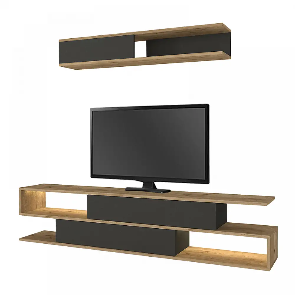 Σύνθεση τηλεόρασης Manet Megapap με LED χρώμα sepet oak - ανθρακί 180x29,5x39εκ. | GP042-0218,2