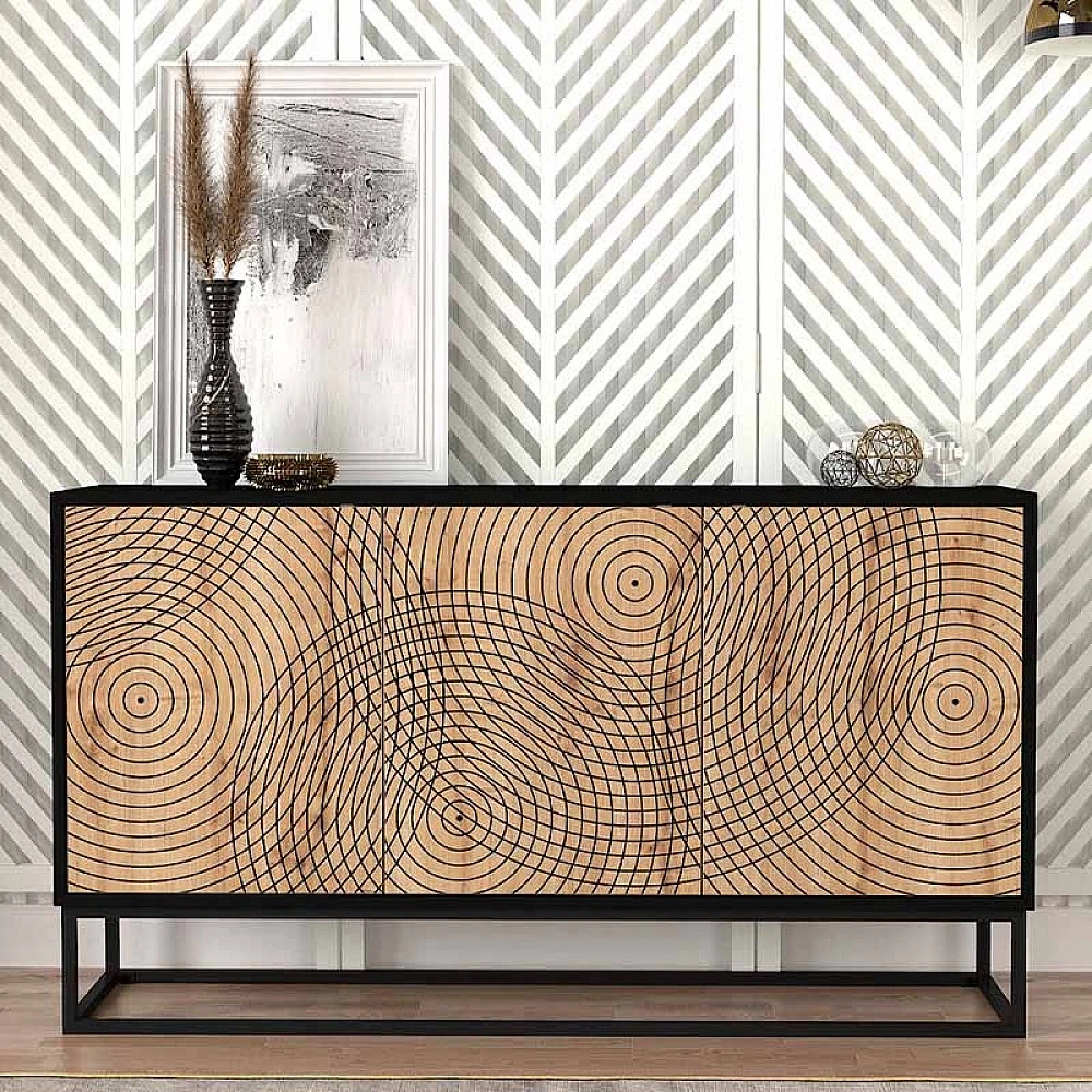 Μπουφές Themis Megapap χρώμα μαύρο - sapphire oak 150x35x83,6εκ. Μπουφές Themis Megapap χρώμα μαύρο - sapphire oak 150x35x83,6εκ.