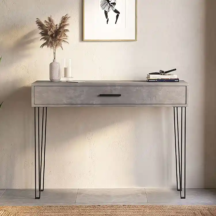 Κονσόλα Rochel Megapap χρώμα γκρι σκυροδέματος 120x35x89,8εκ. | GP042-0227,3
