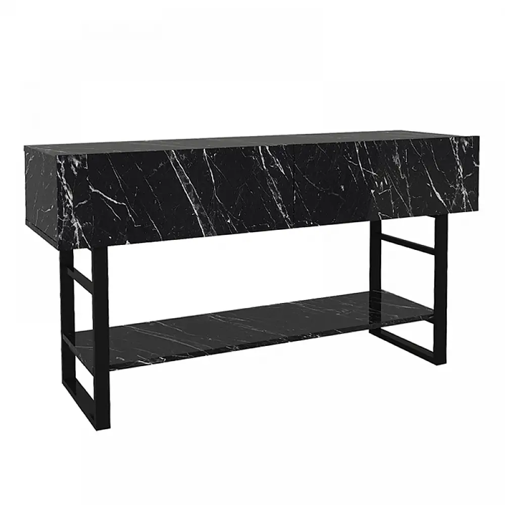 Κονσόλα Aron Megapap χρώμα μαύρο εφέ μαρμάρου 138,8x41x75,7εκ. | GP042-0228,3