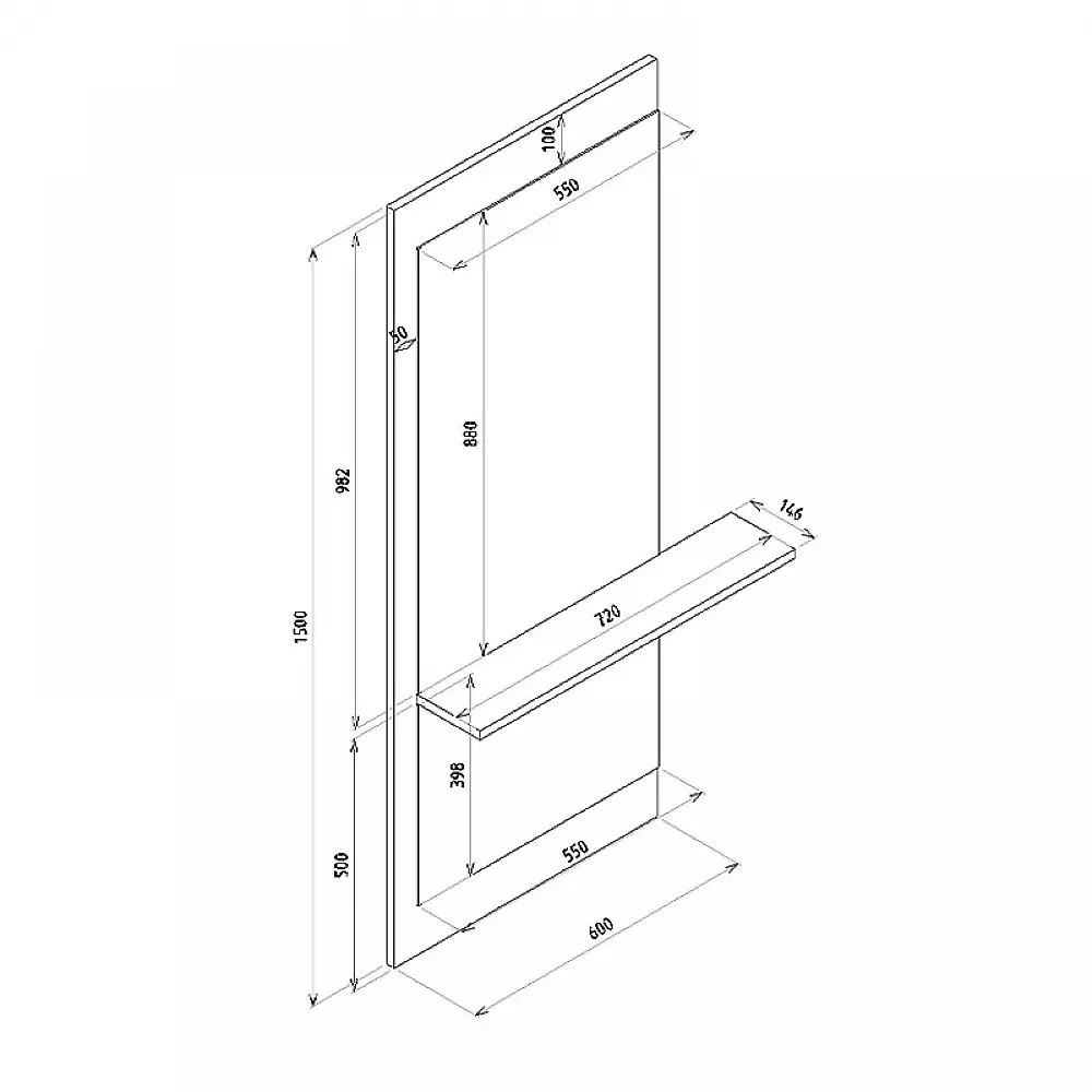 Καθρέπτης τοίχου Piyar Μegapap χρώμα λευκό 60x14,6x150εκ. - GP042-0230,1