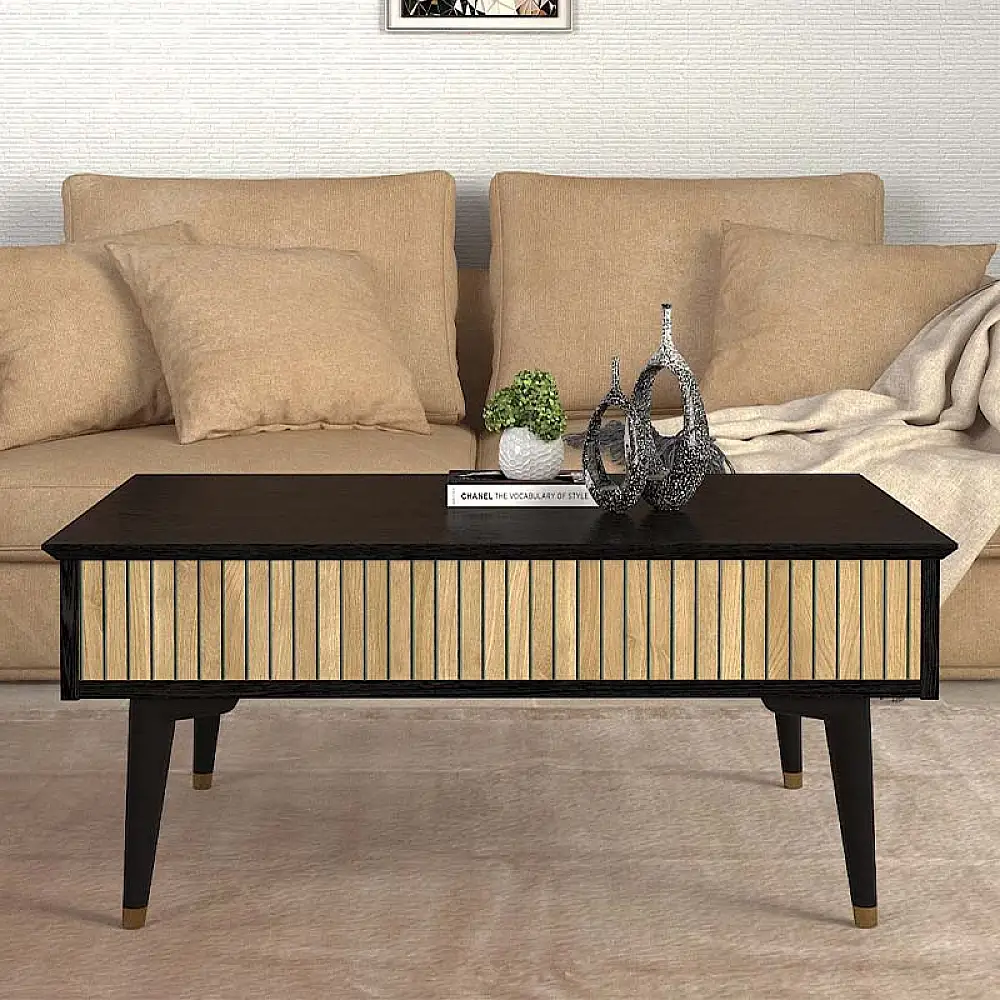 Τραπεζάκι σαλονιού Bolea Megapap χρώμα modern black - φυσικό οξιάς 90x60x38,6εκ. | GP042-0236,1