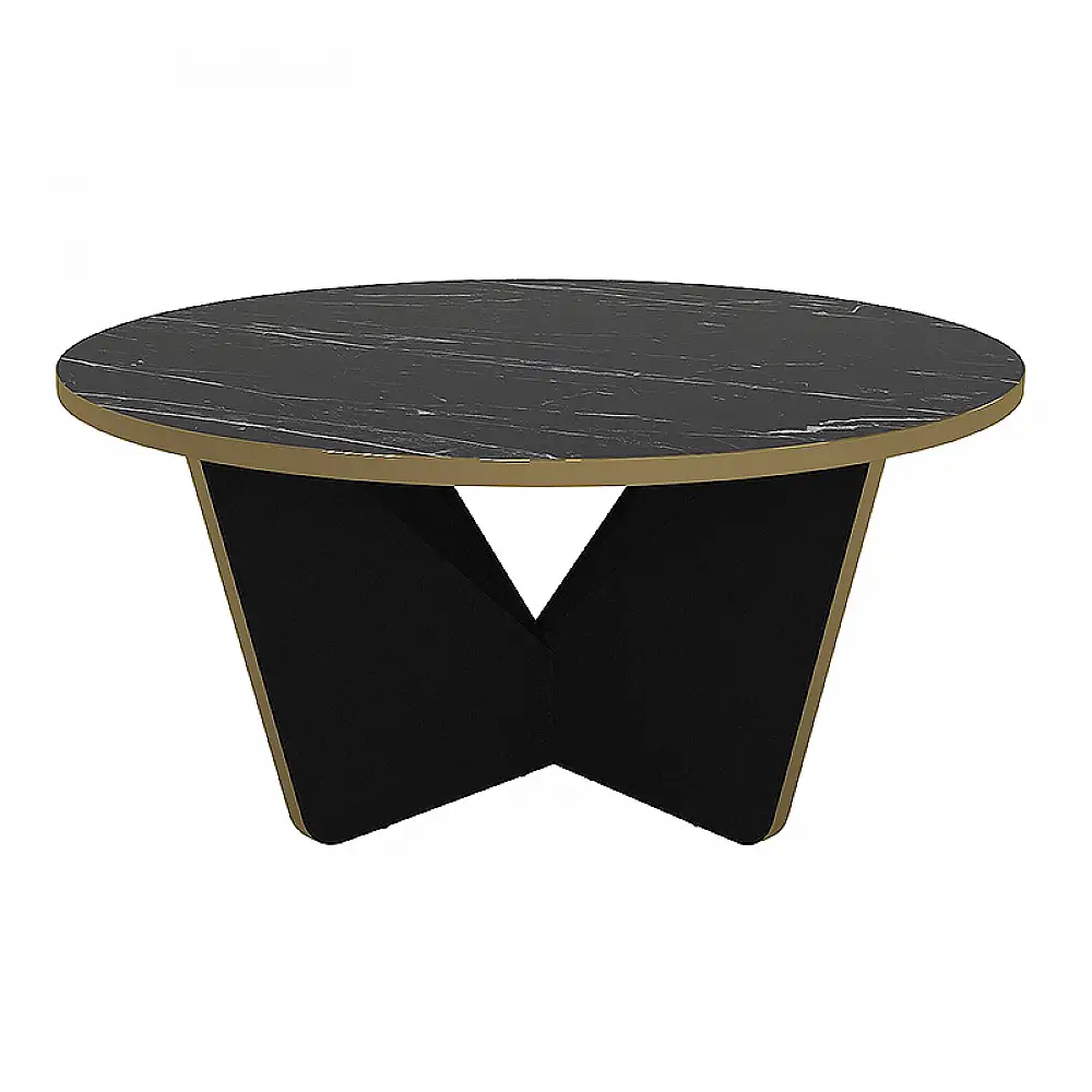 Τραπεζάκι σαλονιού Lagerta Megapap χρώμα μαύρο εφέ μαρμάρου Ø75x35εκ. | GP042-0239,1