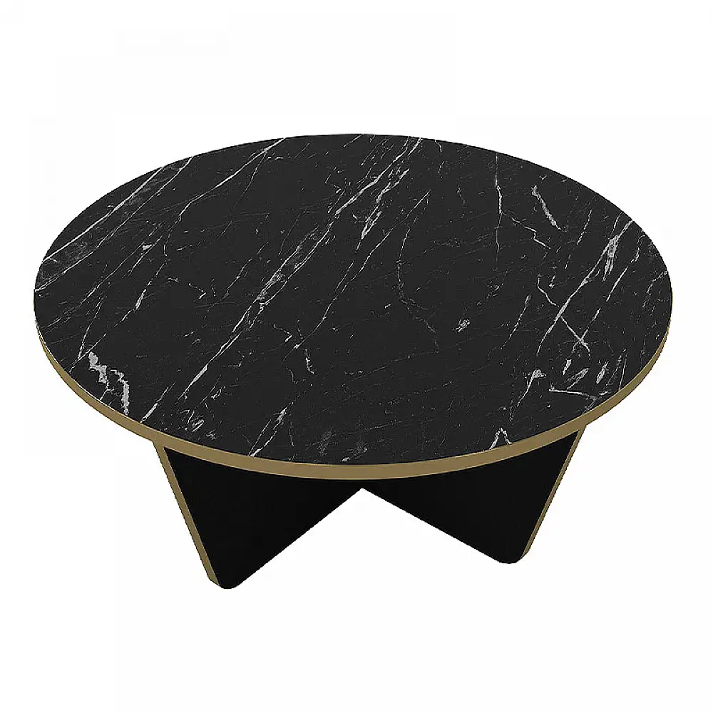 Τραπεζάκι σαλονιού Lagerta Megapap χρώμα μαύρο εφέ μαρμάρου Ø75x35εκ. | GP042-0239,1