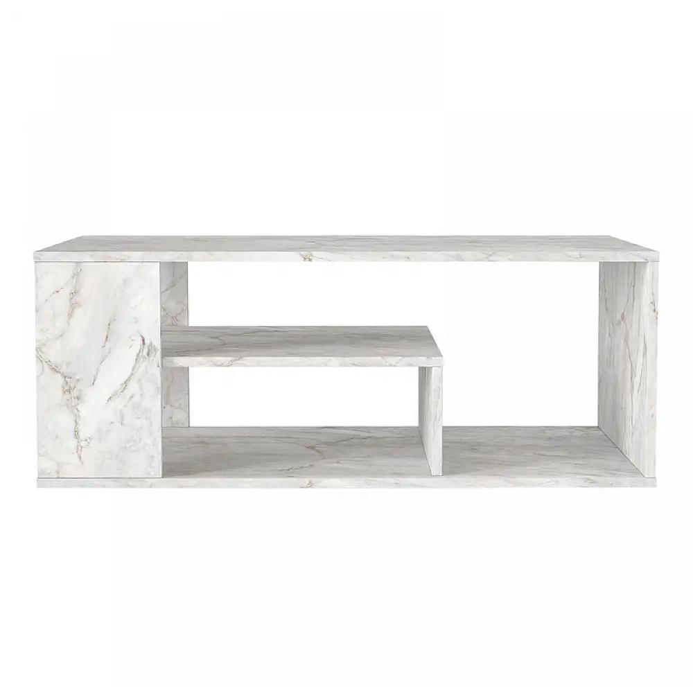 Τραπεζάκι σαλονιού Abdera Megapap χρώμα λευκό εφέ μαρμάρου 110x60x42εκ. | GP042-0240,4
