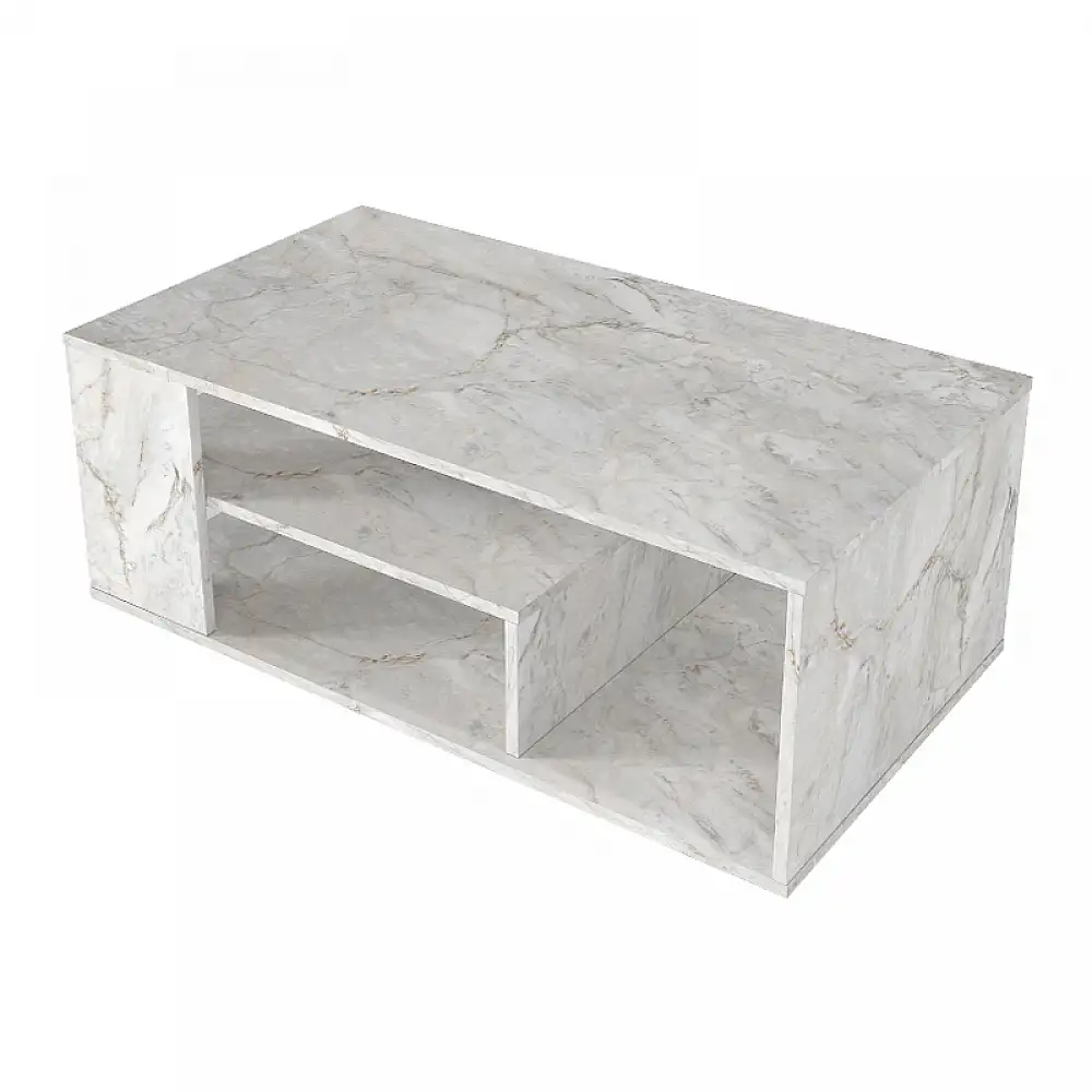 Τραπεζάκι σαλονιού Abdera Megapap χρώμα λευκό εφέ μαρμάρου 110x60x42εκ. | GP042-0240,4