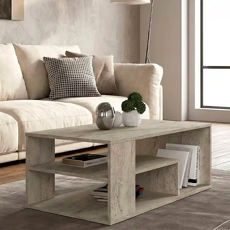 Τραπεζάκι σαλονιού Abdera Megapap χρώμα travertine 110x60x42εκ. | GP042-0240,5