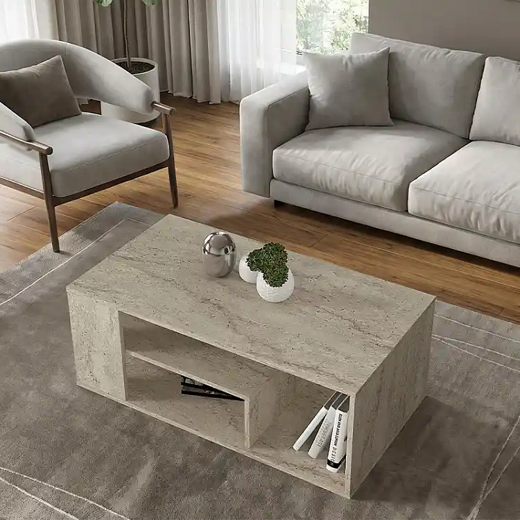 Τραπεζάκι σαλονιού Abdera Megapap χρώμα travertine 110x60x42εκ. | GP042-0240,5