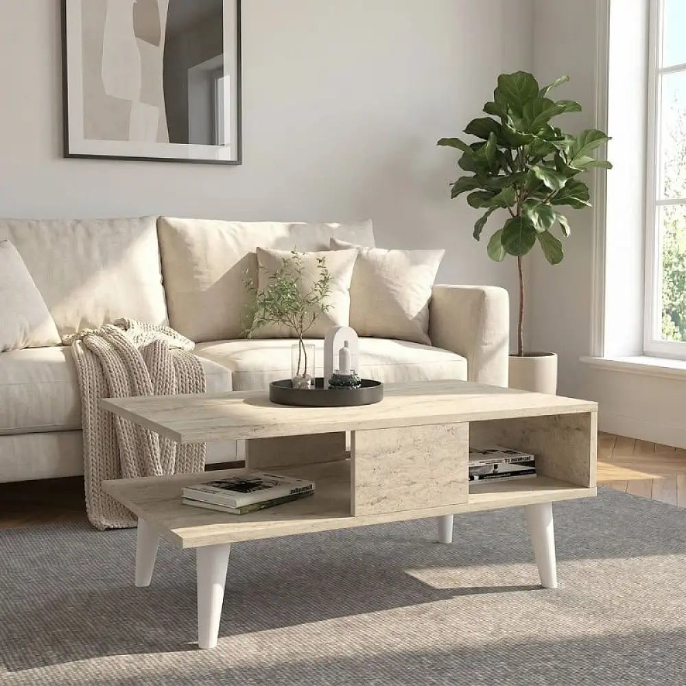 Τραπεζάκι σαλονιού Andros Megapap χρώμα travertine 90x54x39,6εκ. | GP042-0241,4