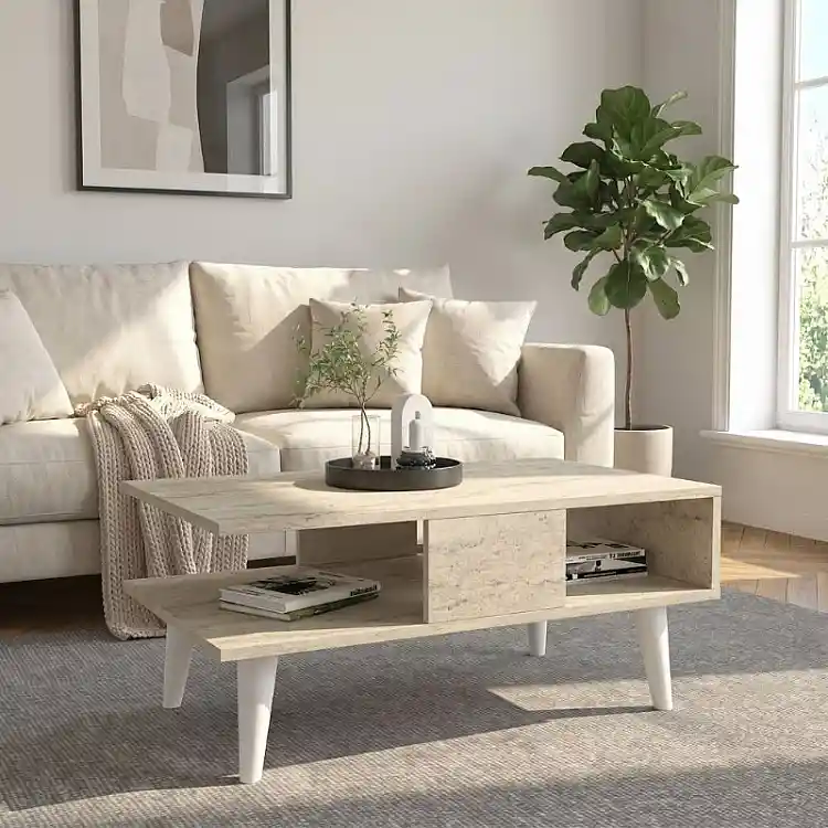 Τραπεζάκι σαλονιού Andros Megapap χρώμα travertine 90x54x39,6εκ. | GP042-0241,4