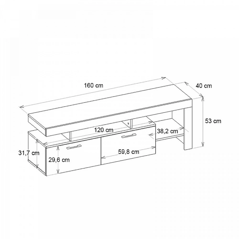 Έπιπλο τηλεόρασης Acnes Megapap χρώμα μαύρο - καρυδί 160x40x53εκ.