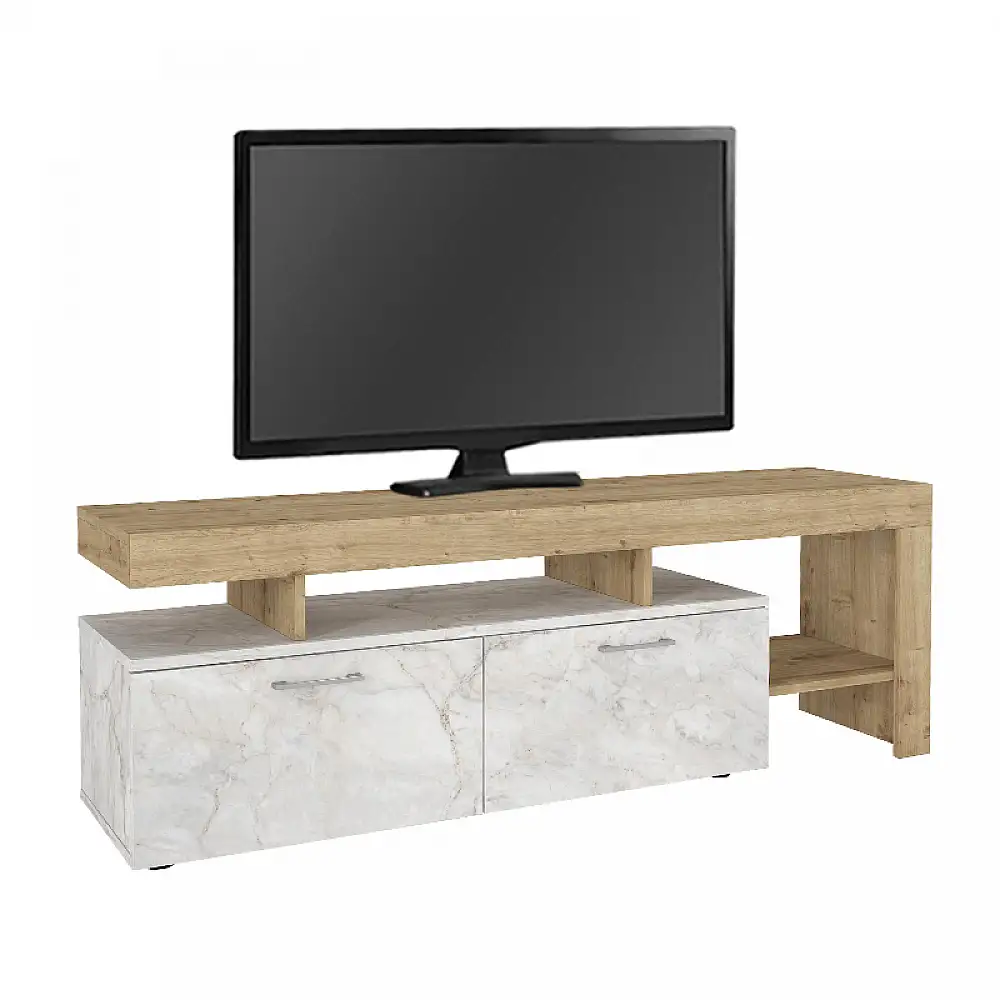 Έπιπλο τηλεόρασης Acnes Megapap χρώμα λευκό εφέ μαρμάρου - sapphire oak 160x40x53εκ. | GP042-0242,4