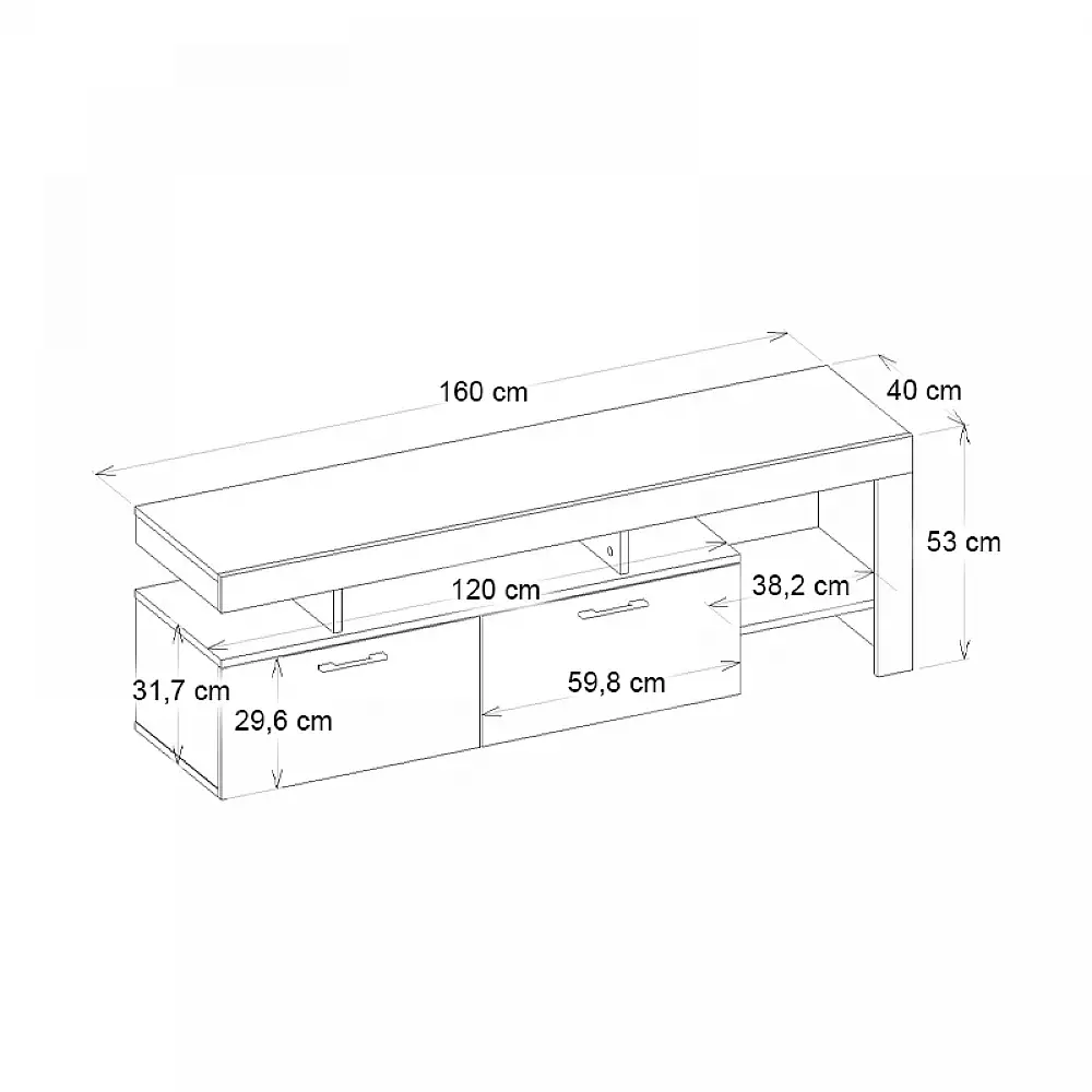 Έπιπλο τηλεόρασης Acnes Megapap χρώμα λευκό εφέ μαρμάρου - sapphire oak 160x40x53εκ. | GP042-0242,4
