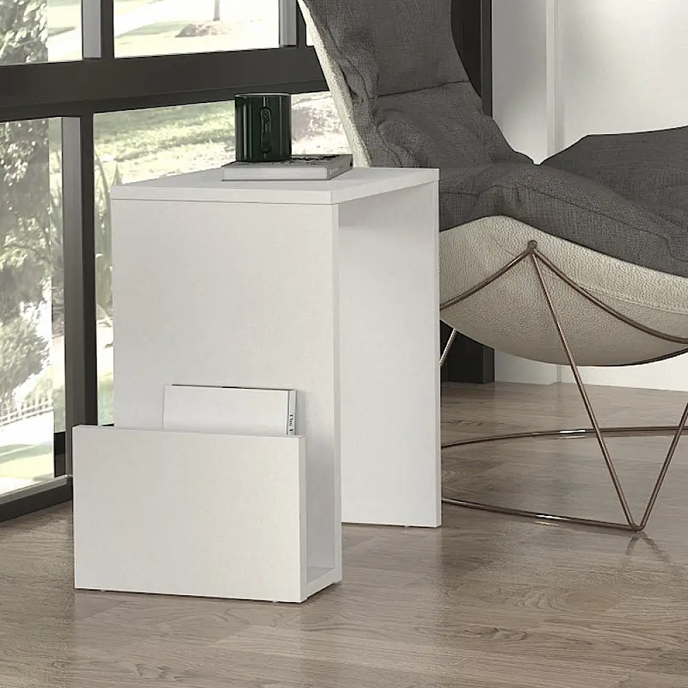 Τραπεζάκι βοηθητικό Regnar Megapap χρώμα λευκό  43,1x33,5x52εκ. | GP042-0250,3
