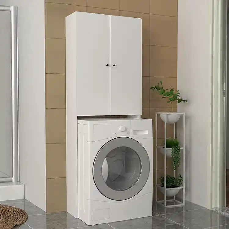 Έπιπλο πλυντηρίου Romme Megapap χρώμα λευκό 65x27,1x180εκ. | GP042-0254,1