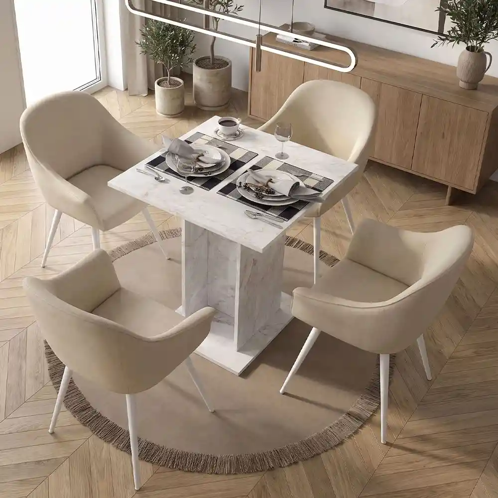 Τραπέζι Allos Megapap χρώμα λευκό εφέ μαρμάρου 75x75x77εκ. | GP042-0263,2