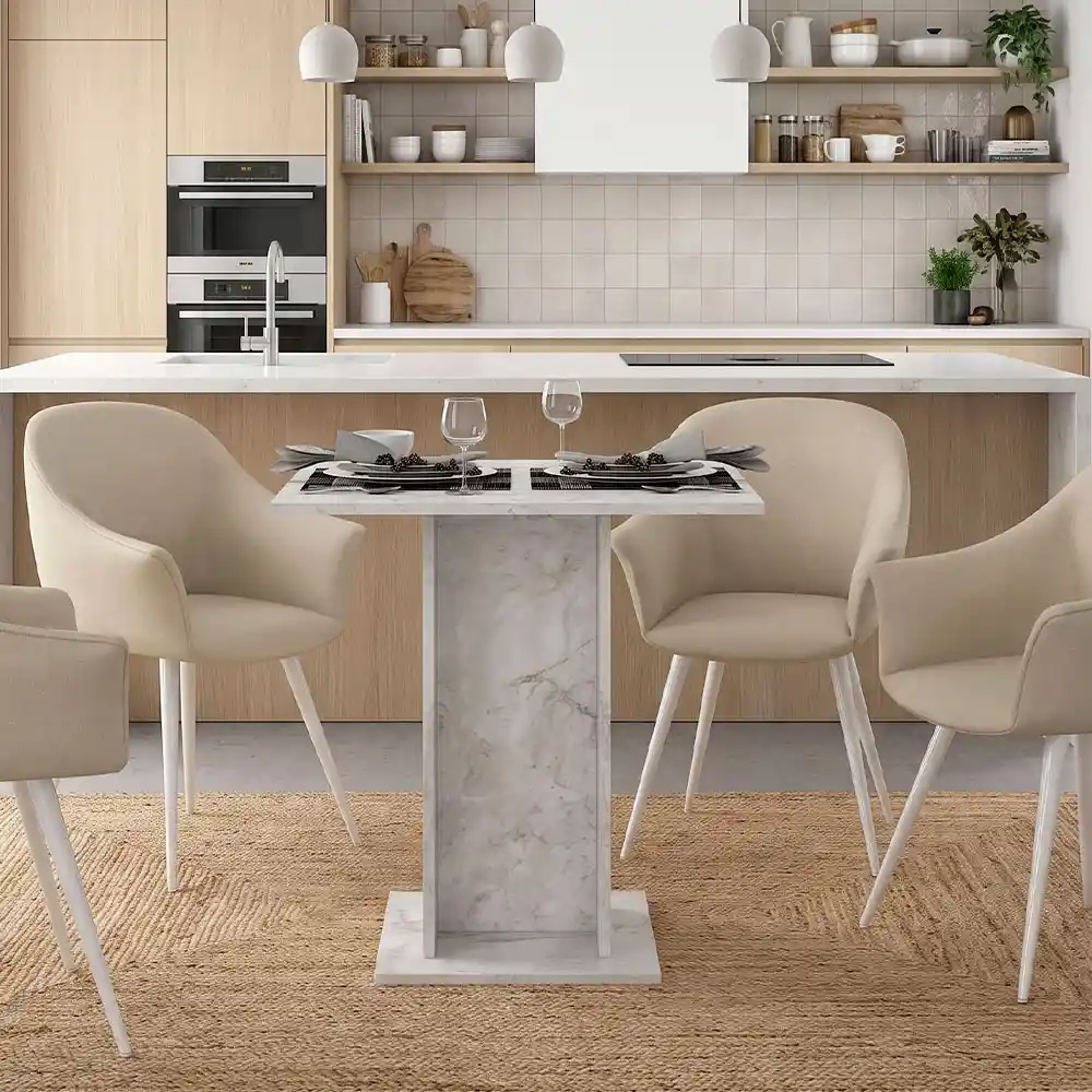 Τραπέζι Allos Megapap χρώμα λευκό εφέ μαρμάρου 75x75x77εκ. | GP042-0263,2