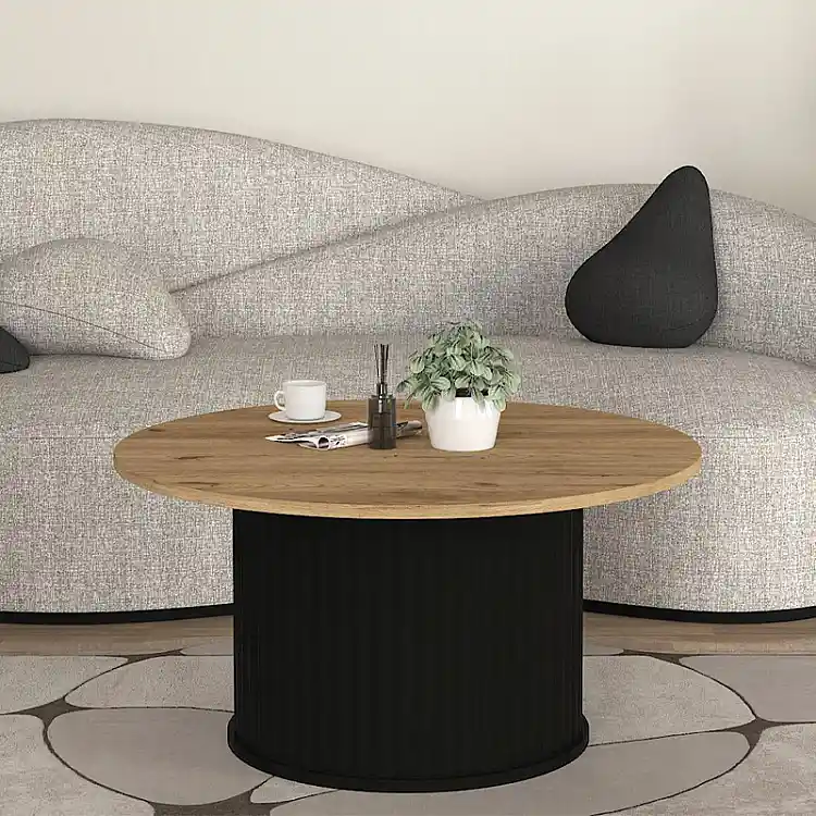 Τραπεζάκι σαλονιού Bohema Megapap χρώμα μαύρο - sepet oak Ø85x43,2εκ. | GP042-0282,2