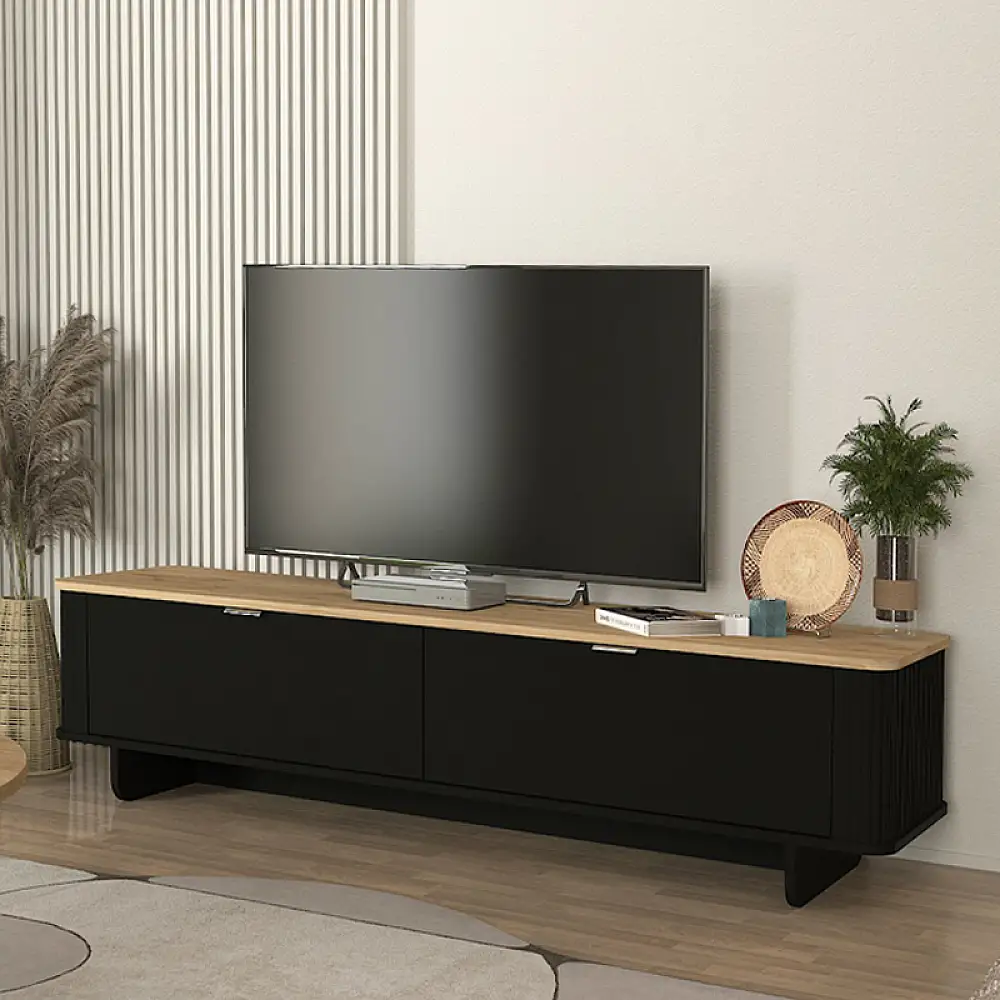 Έπιπλο τηλεόρασης Bohema Megapap χρώμα μαύρο - sepet oak 180x47x45,6εκ. | GP042-0283,2