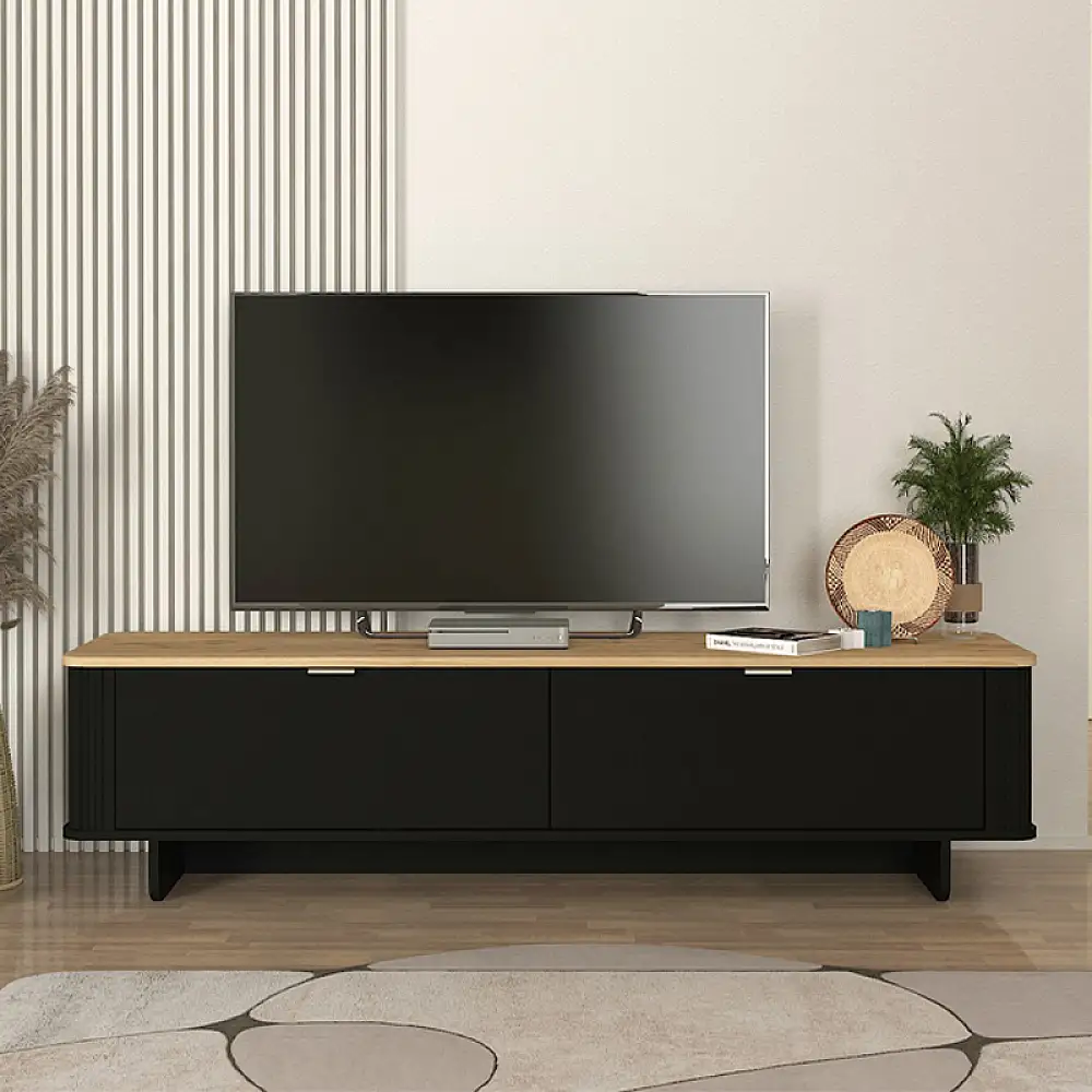 Έπιπλο τηλεόρασης Bohema Megapap χρώμα μαύρο - sepet oak 180x47x45,6εκ. | GP042-0283,2