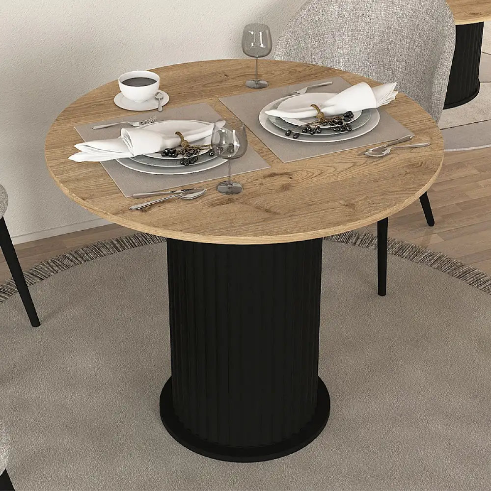 Τραπέζι Bohema Megapap χρώμα μαύρο - sepet oak Ø90x77,7εκ. | GP042-0285,2