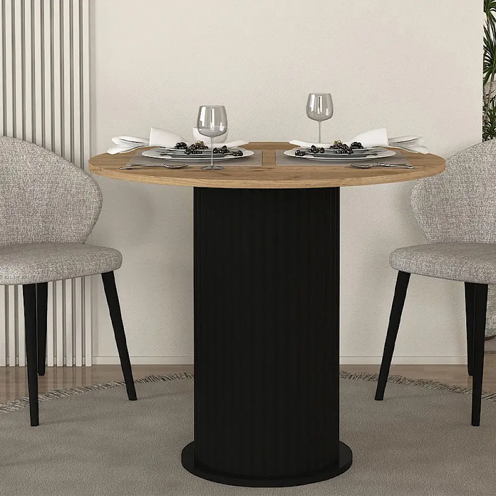 Τραπέζι Bohema Megapap χρώμα μαύρο - sepet oak Ø90x77,7εκ. | GP042-0285,2