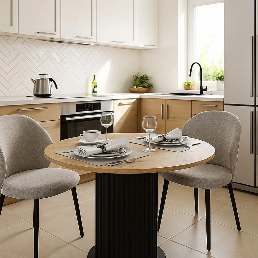 Τραπέζι Bohema Megapap χρώμα μαύρο - sepet oak Ø90x77,7εκ. | GP042-0285,2