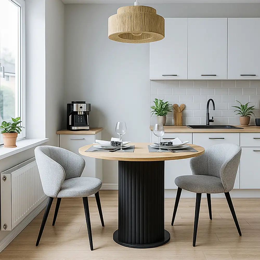 Τραπέζι Bohema Megapap χρώμα μαύρο - sepet oak Ø90x77,7εκ. | GP042-0285,2