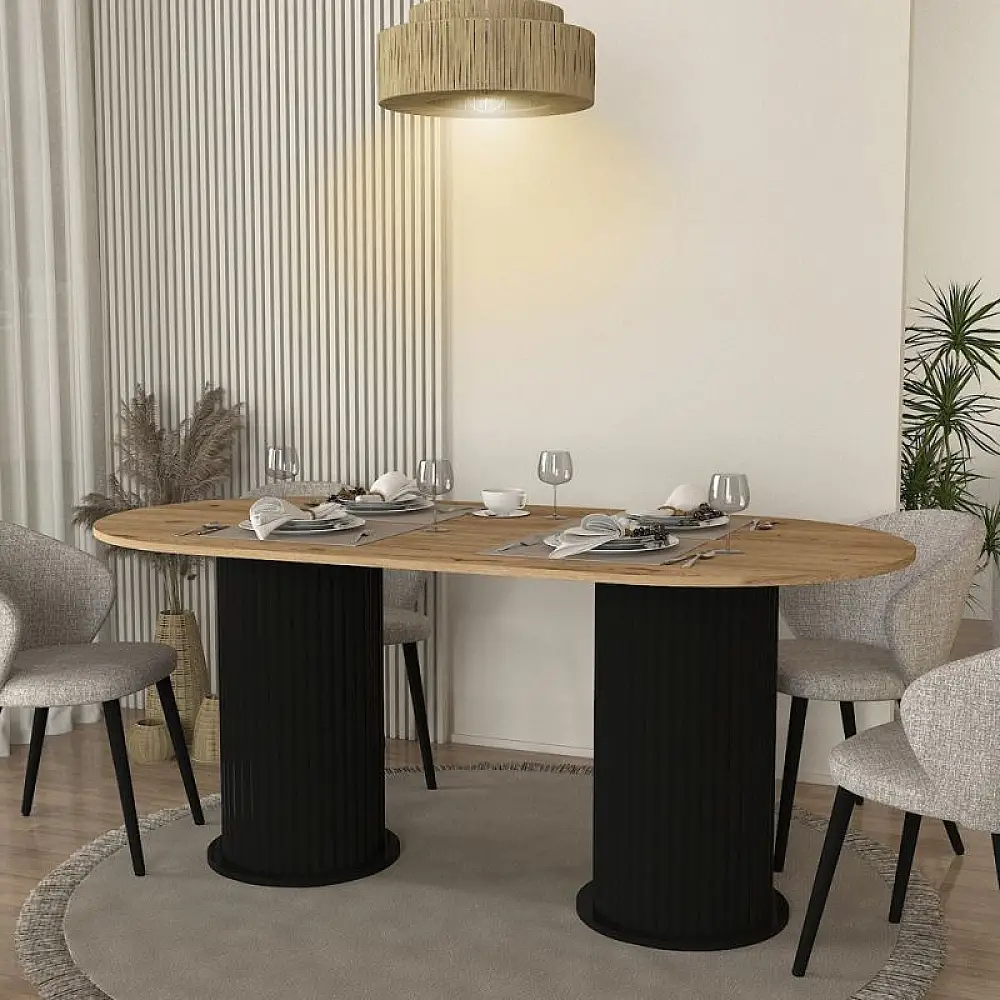 Τραπέζι Bohema Megapap χρώμα μαύρο - sepet oak 180x90x77,7εκ. | GP042-0286,2