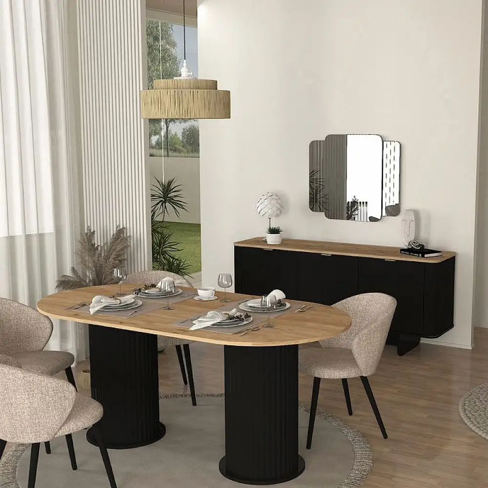 Τραπέζι Bohema Megapap χρώμα μαύρο - sepet oak 180x90x77,7εκ. | GP042-0286,2