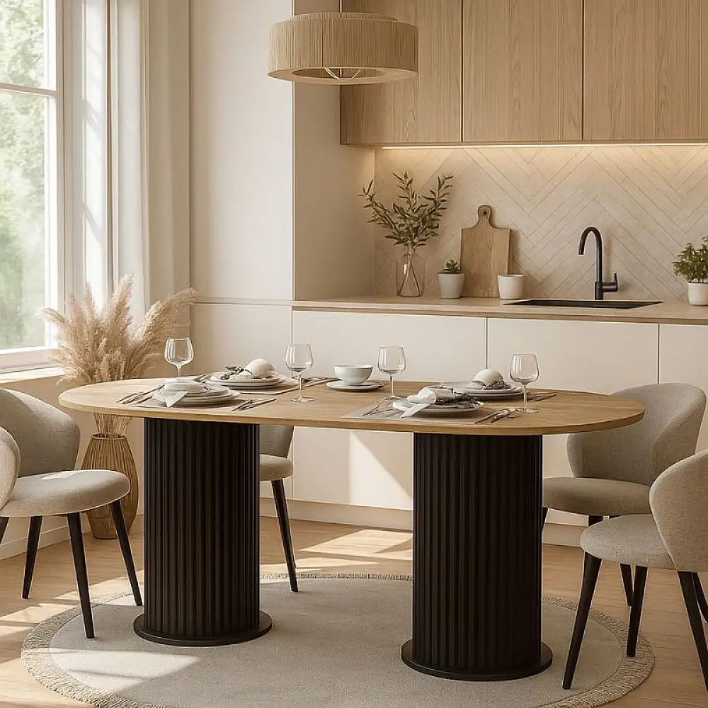 Τραπέζι Bohema Megapap χρώμα μαύρο - sepet oak 180x90x77,7εκ. | GP042-0286,2