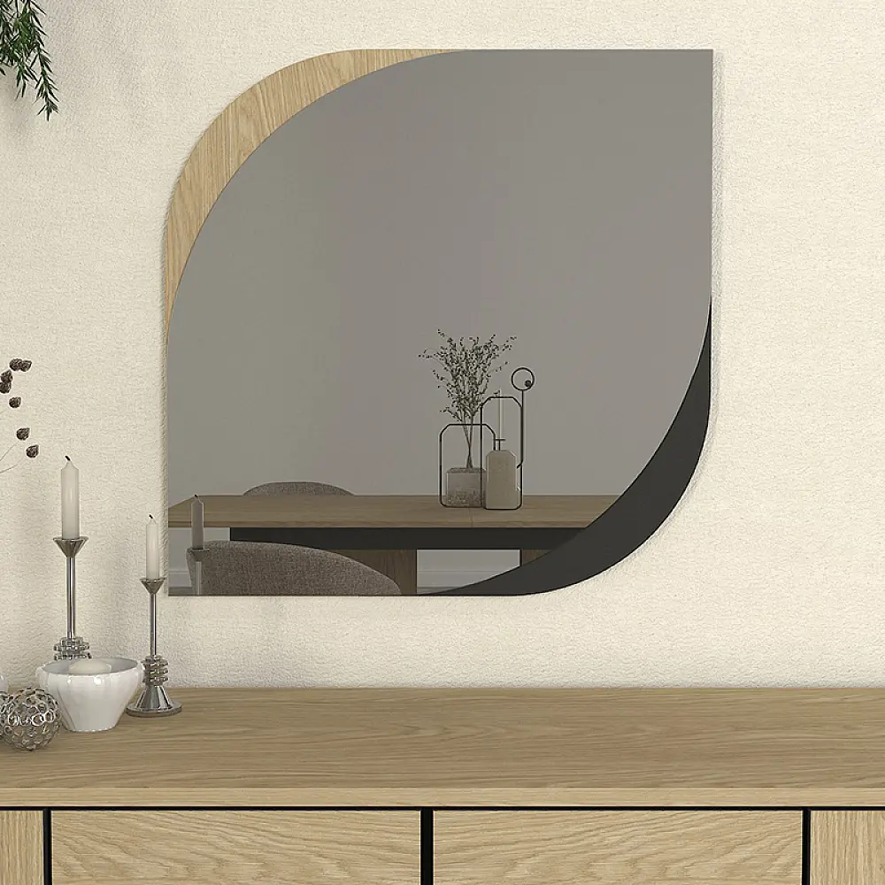 Καθρέπτης τοίχου Lava Μegapap χρώμα rota oak - ανθρακί 70x2,2x70εκ. - GP042-0293,1