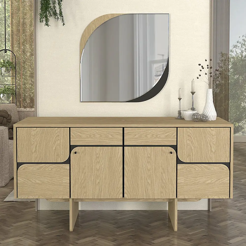 Καθρέπτης τοίχου Lava Μegapap χρώμα rota oak - ανθρακί 70x2,2x70εκ. - GP042-0293,1