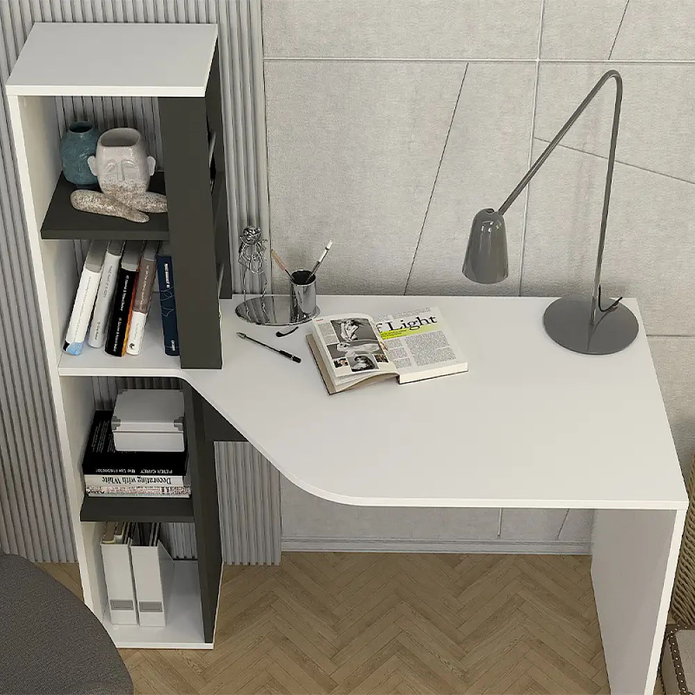 Γραφείο εργασίας Gemini Megapap χρώμα ανθρακί - λευκό 121,8x59,6x131,8εκ. | GP042-0313,1