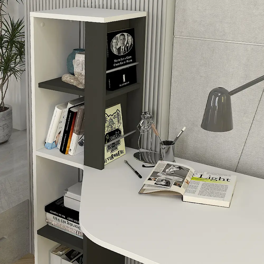 Γραφείο εργασίας Gemini Megapap χρώμα ανθρακί - λευκό 121,8x59,6x131,8εκ. | GP042-0313,1